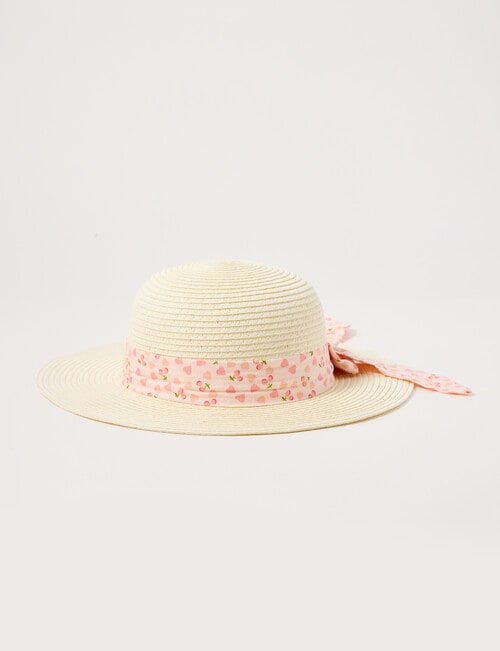 Mac & Ellie Pink Floral Bow Straw Hat product photo View 02 L