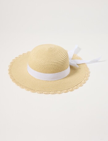 Mac & Ellie White Bow Straw Hat product photo