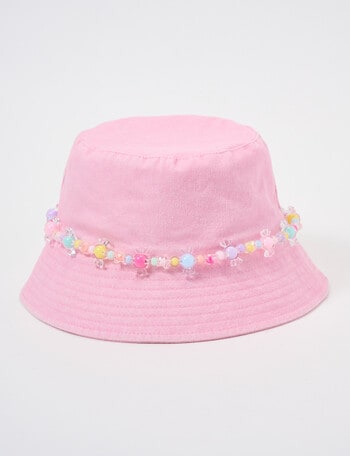 Mac & Ellie Denim Bucket Hat, Pink with Beads product photo
