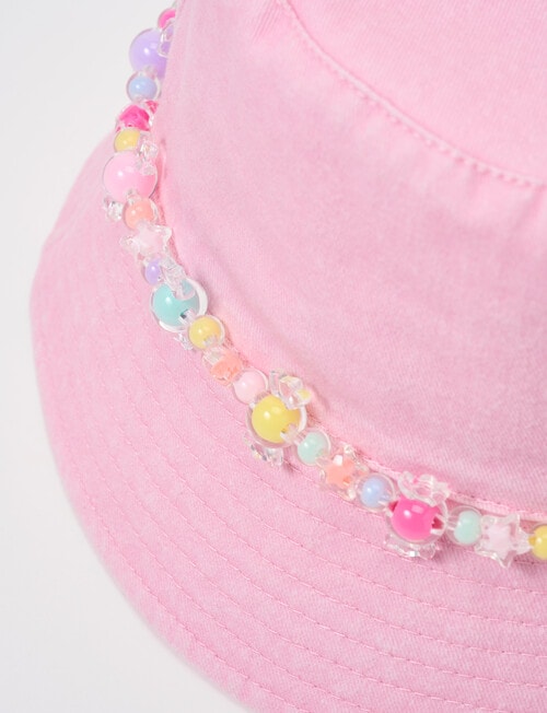 Mac & Ellie Denim Bucket Hat, Pink with Beads product photo View 02 L
