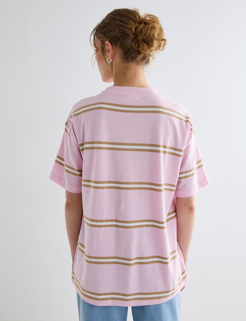 Denim Republic Emblem Tee, Pink Stripe product photo View 02 L
