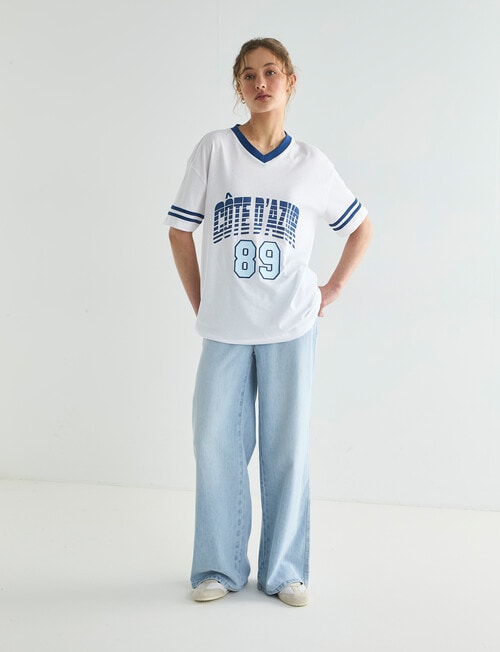 Denim Republic V-Neck Tee, White product photo View 03 L