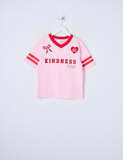 Mac & Ellie Kind Short Sleeve Sporty Boxy Tee, Light Pink product photo View 05 L