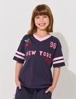 Mac & Ellie Cherry Short Sleeve Sporty Boxy Tee, Navy product photo
