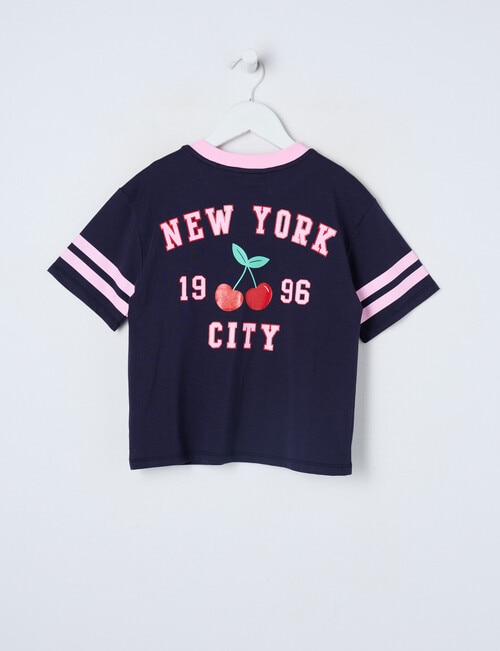 Mac & Ellie Cherry Short Sleeve Sporty Boxy Tee, Navy product photo View 02 L