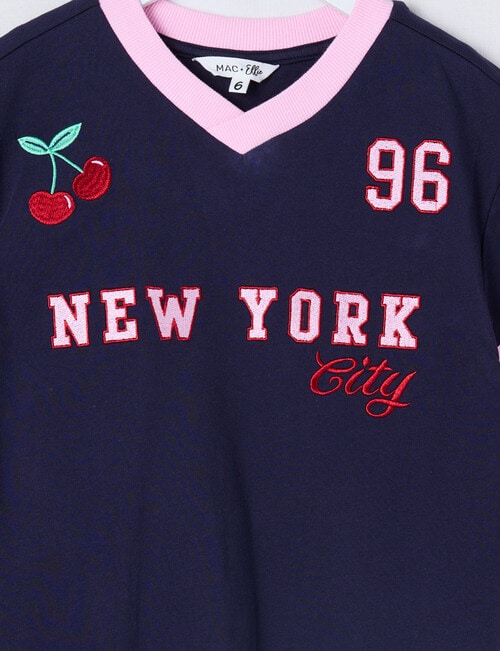 Mac & Ellie Cherry Short Sleeve Sporty Boxy Tee, Navy product photo View 03 L