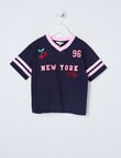 Mac & Ellie Cherry Short Sleeve Sporty Boxy Tee, Navy product photo View 05 S
