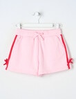 Mac & Ellie Terry Fleece Bow Shorts, Light Pink & Red product photo