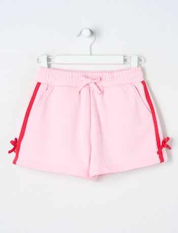 Mac & Ellie Terry Fleece Bow Shorts, Light Pink & Red product photo