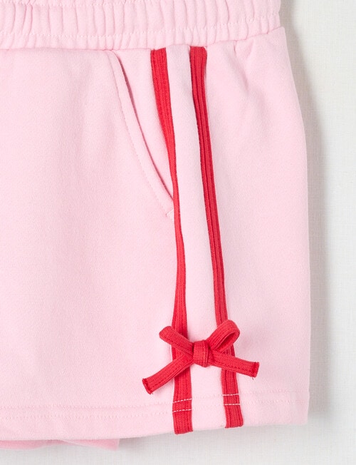 Mac & Ellie Terry Fleece Bow Shorts, Light Pink & Red product photo View 03 L