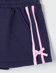 Mac & Ellie Terry Fleece Bow Shorts, Navy & Candy Pink product photo View 02 S