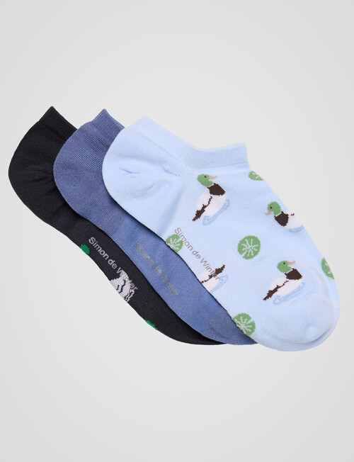 Simon De Winter Lake Liner Sock, 3-Pack, Light Blue & Dusk product photo