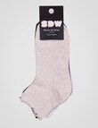 Simon De Winter Rib Lettuce Edge Quarter Crew Sock , 3-Pack, Grey, Black & White product photo View 02 S