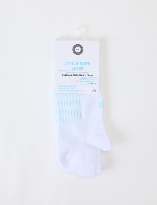 DS Socks Coolmax Athleisure Liner Sock, White & Mint, 5-11 product photo