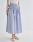 Zest Shirred Waist Skirt, Blue Stripe product photo