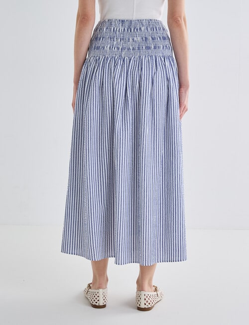 Zest Shirred Waist Skirt, Blue Stripe product photo View 02 L