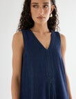 Zest V-Neck A-Line Chambray Dress, Deep Blue product photo View 04 S