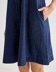 Zest V-Neck A-Line Chambray Dress, Deep Blue product photo View 05 S