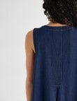Zest V-Neck A-Line Chambray Dress, Deep Blue product photo View 06 S