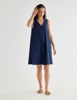 Zest V-Neck A-Line Chambray Dress, Deep Blue product photo View 07 S