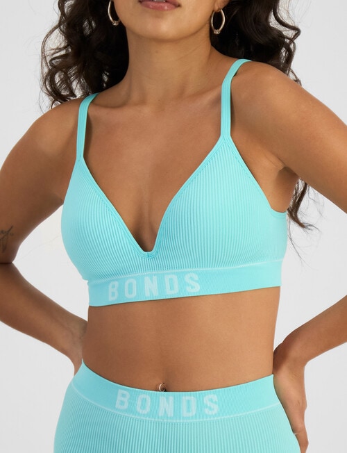 Bonds Retro Rib Seamless Wirefree Bra, Exmouth Aqua product photo