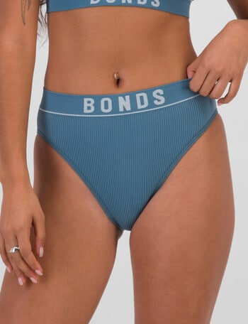Bonds Retro Rib Seamless Hi Bikini, Dusted Teal product photo