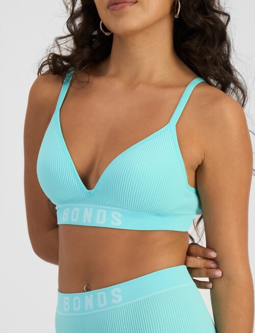 Bonds Retro Rib Seamless Wirefree Bra, Exmouth Aqua product photo View 02 L