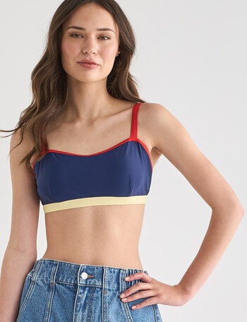 Zest Swimwear Sporty Binding Bikini Top, Navy product photo