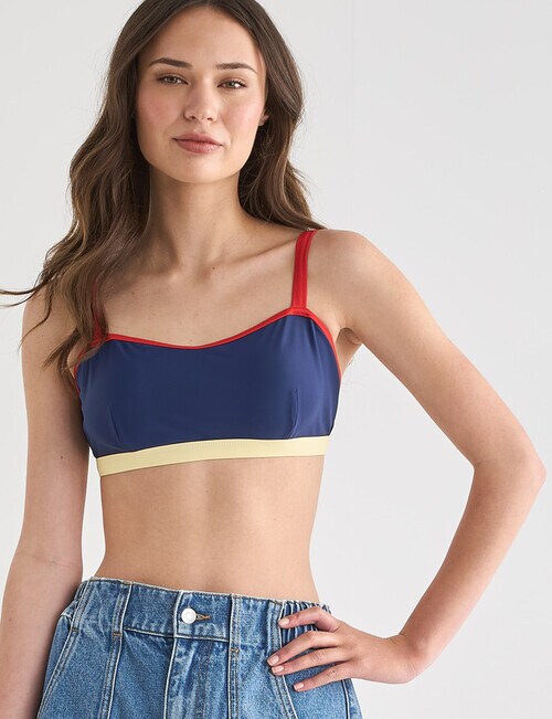Zest Swimwear Sporty Binding Bikini Top, Navy product photo