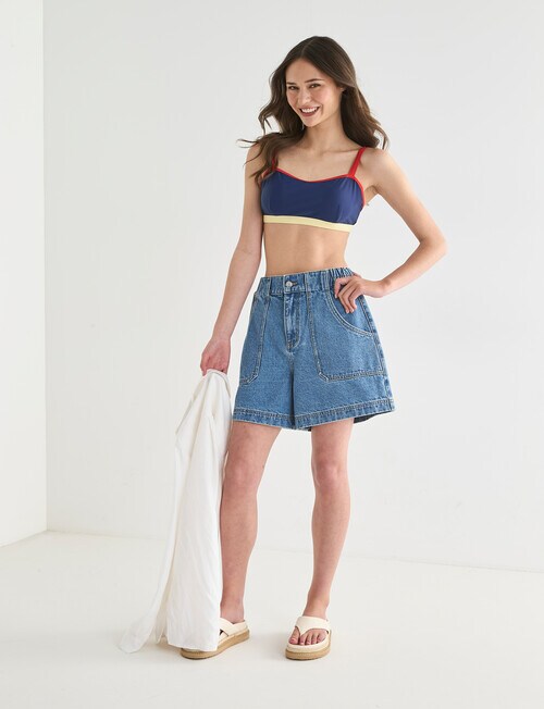 Zest Swimwear Sporty Binding Bikini Top, Navy product photo View 03 L