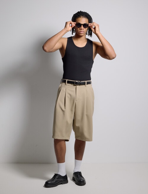 AIR SPACE Basic Rib Singlet, Black product photo View 06 L