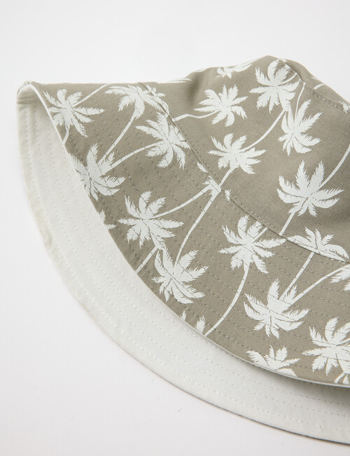 Mac & Ellie Palm Tree Reversible Linen Bucket Hat, Leaf product photo View 02 L