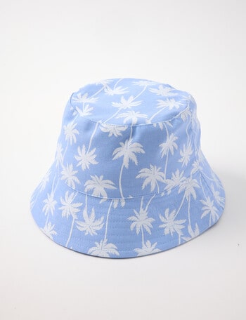 Mac & Ellie Palm Tree Reversible Linen Bucket Hat, Blue product photo
