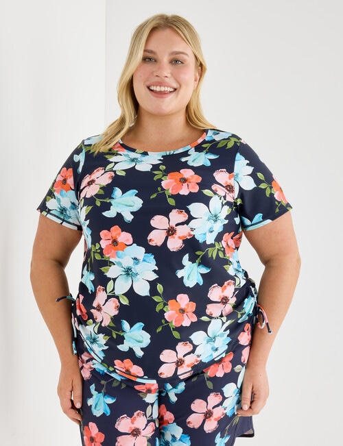 Zest Resort Curve Ruched Side Swim Top, Midnight Floral product photo