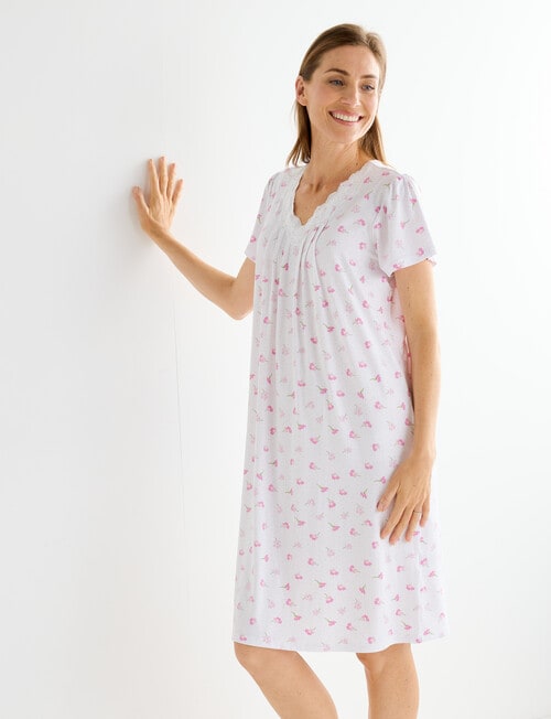 Ruby & Bloom Cap Sleeve Soft Touch Nightie, Pansy, 10-26 product photo View 03 L