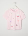 Mac & Ellie Sequin Icons Short Sleeve Boxy Tee, Light Pink product photo