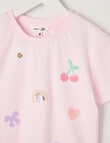 Mac & Ellie Sequin Icons Short Sleeve Boxy Tee, Light Pink product photo View 02 S