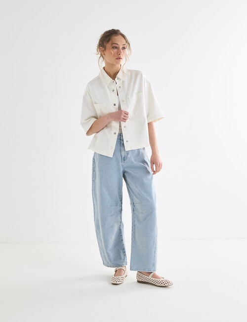 Denim Republic Barrel Leg Jean, Light Blue product photo View 03 L