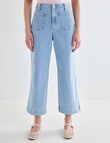 Denim Republic Patch Pocket Wide Leg Crop Jeans, Light Blue product photo