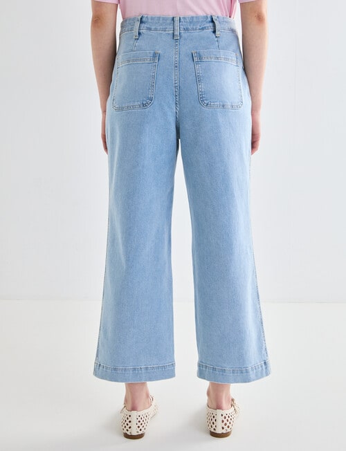 Denim Republic Patch Pocket Wide Leg Crop Jeans, Light Blue product photo View 02 L