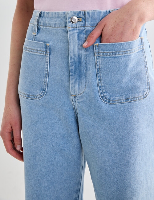 Denim Republic Patch Pocket Wide Leg Crop Jeans, Light Blue product photo View 04 L
