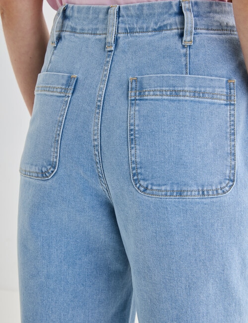 Denim Republic Patch Pocket Wide Leg Crop Jeans, Light Blue product photo View 05 L