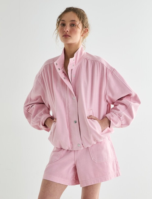 Denim Republic Funnel Neck Jacket, Pink product photo