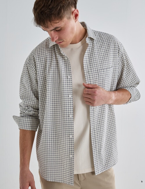 Gasoline Check Long Sleeve Shirt, Bone product photo View 05 L