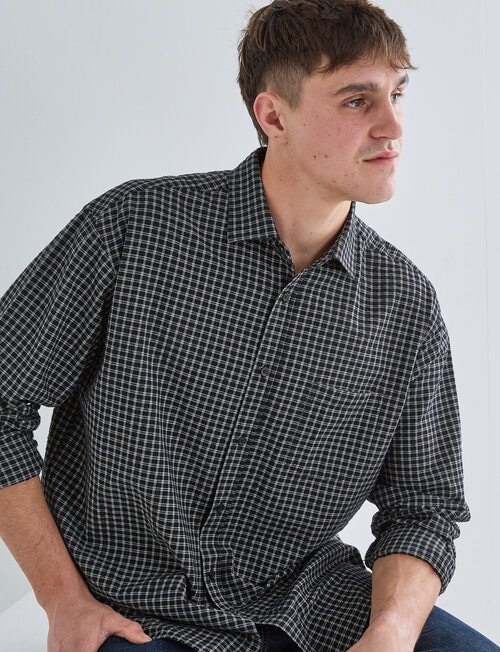 Gasoline Check Long Sleeve Shirt, Black product photo View 04 L