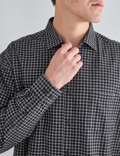 Gasoline Check Long Sleeve Shirt, Black product photo View 05 L