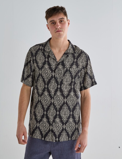 Gasoline Paisley Short Sleeve Shirt, Black product photo View 04 L