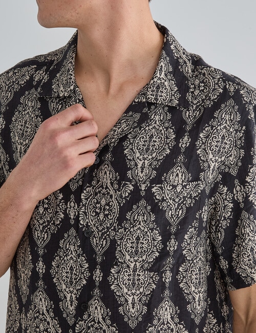 Gasoline Paisley Short Sleeve Shirt, Black product photo View 05 L