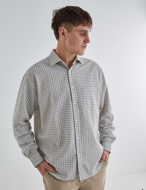 Gasoline Check Long Sleeve Shirt, Bone product photo View 04 L