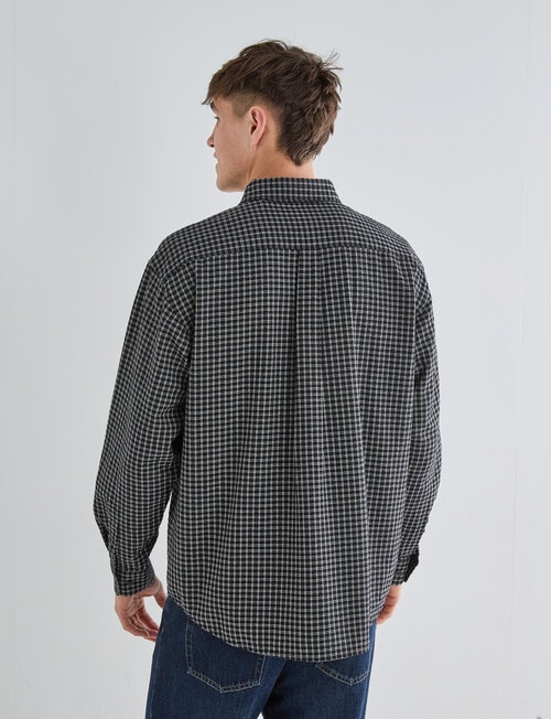 Gasoline Check Long Sleeve Shirt, Black product photo View 02 L